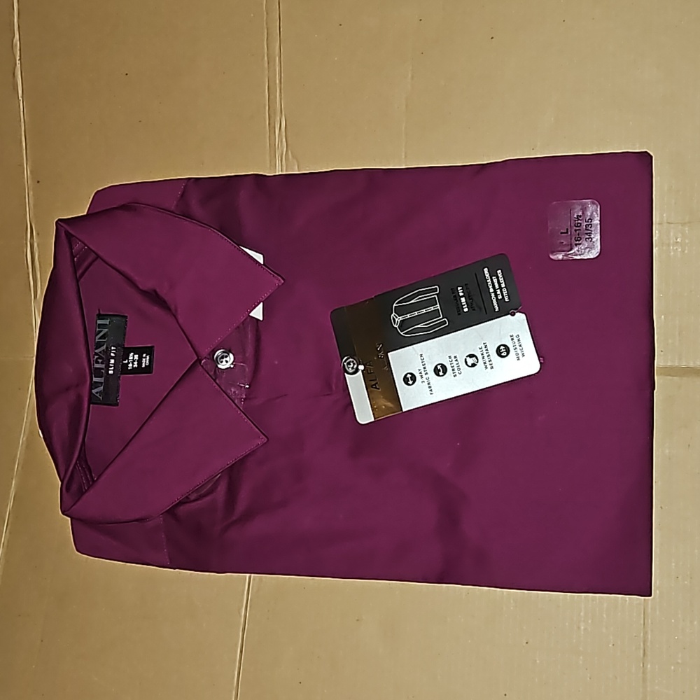Alfani Men's L 16-16.5 34/35 Alfatech Dress Shirt Slim Fit NEW